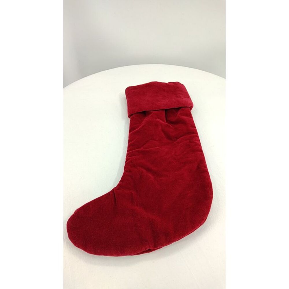 Quince Home Cotton Velvet Stocking Red One Size